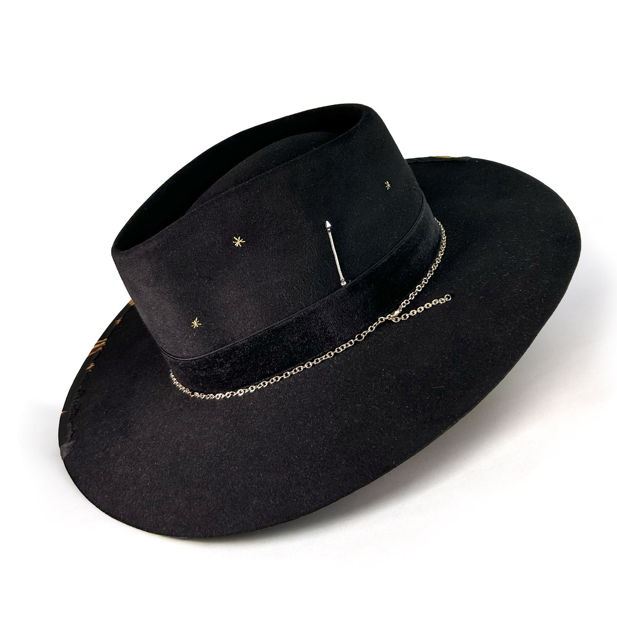 Meshika Space Cowboy Straw Hat Vintage Coachella Patch‎ Sterling Silver $850 30X Straw Hat - Chihuahua - Zig Zag – TC Hats Collection main image 4