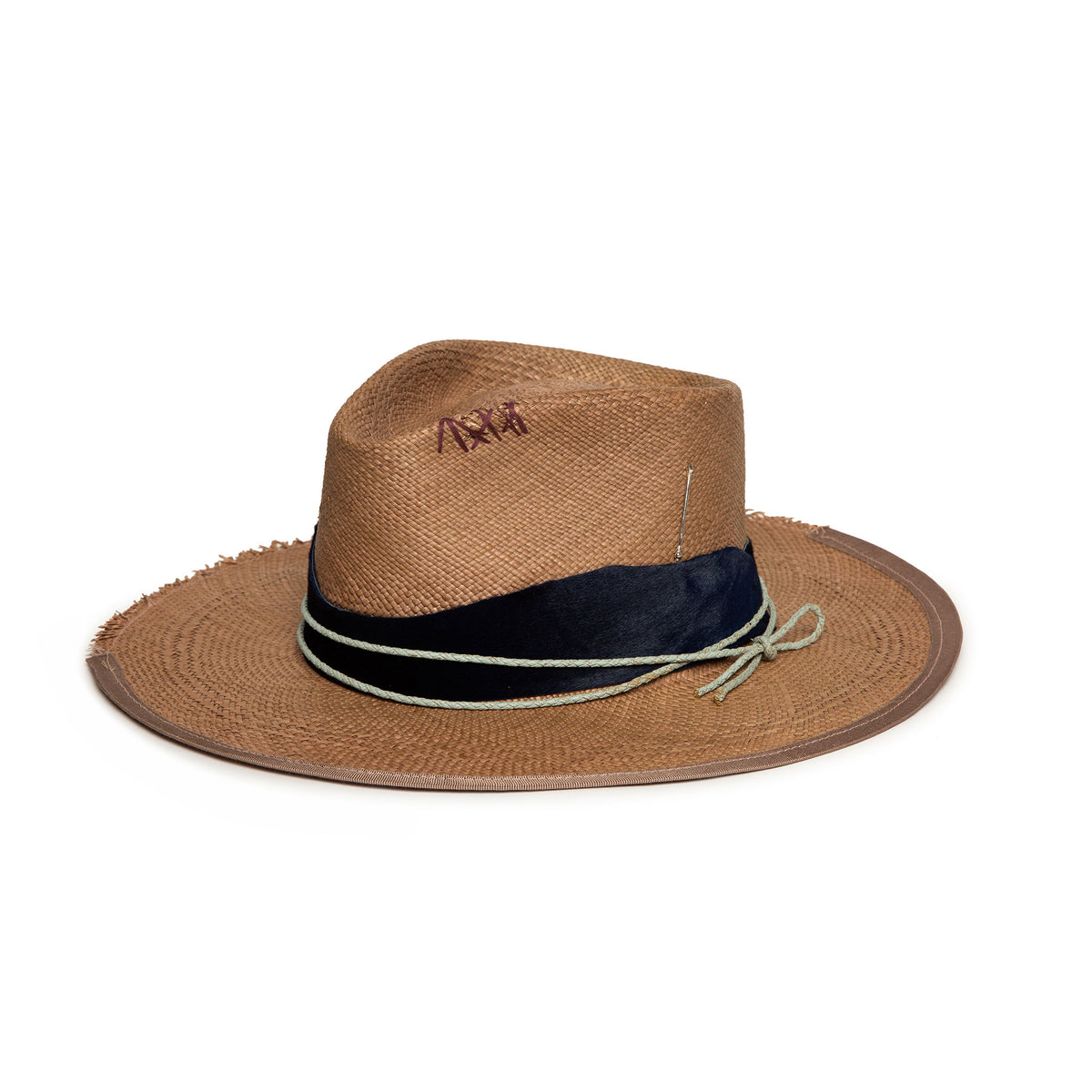 Bandit - Luxury Handmade Custom brown Straw Fedora - Alberto  display picture 3