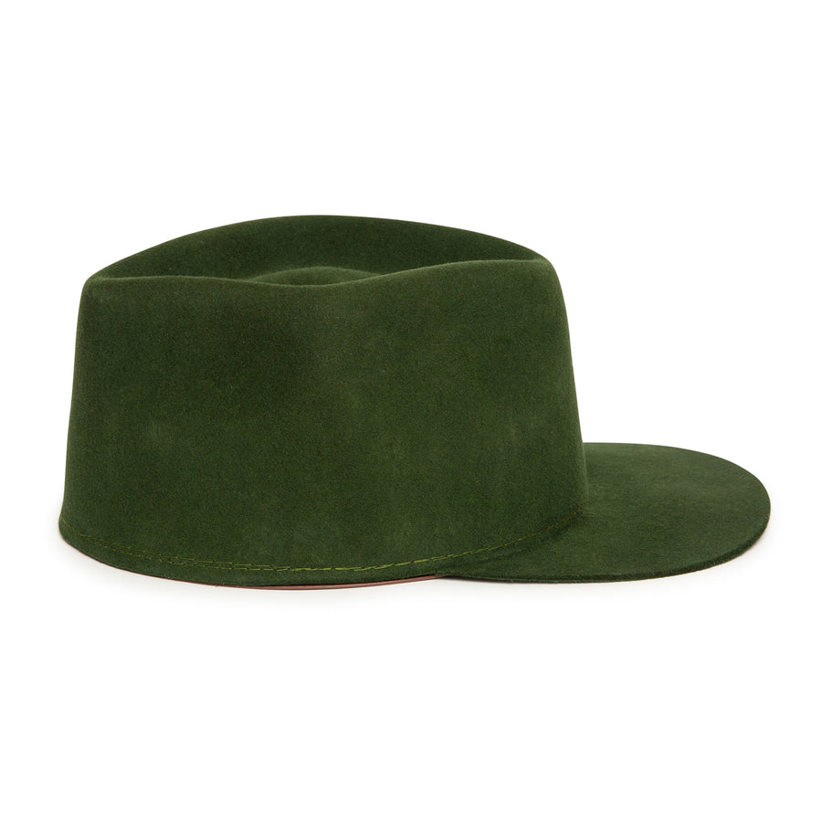 Custom Olive Cap in luxury wool by Celebrity Hatmaker Alberto Hernandez of Meshika Hats