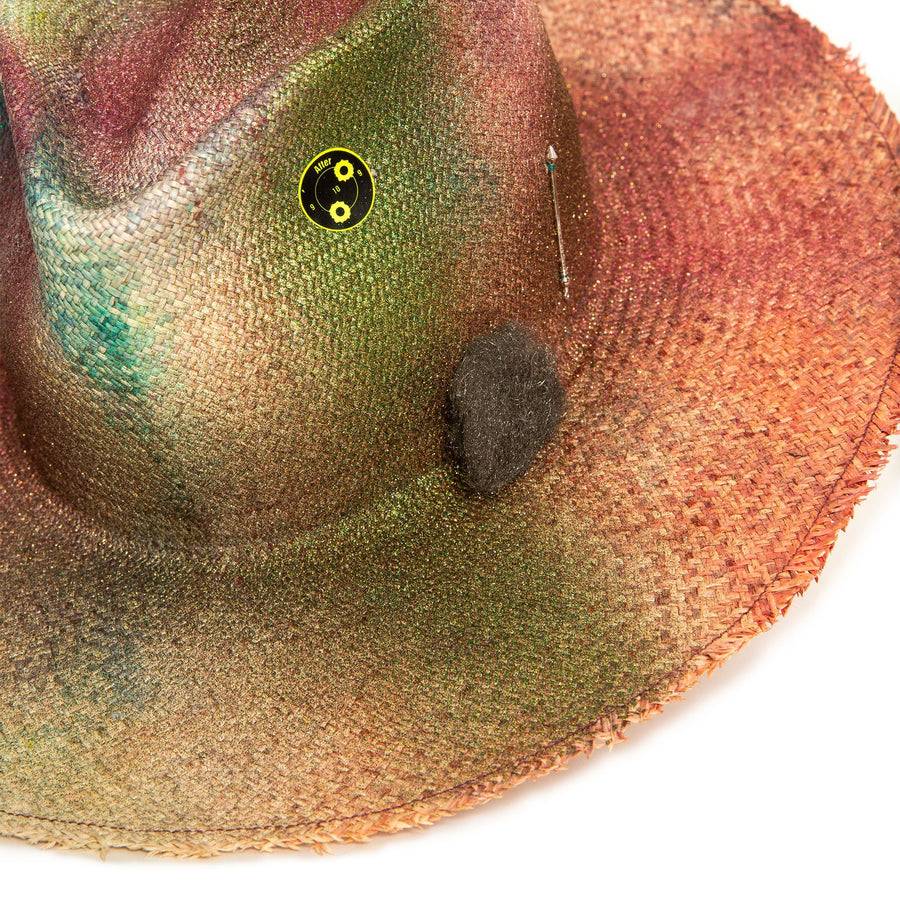 One of a kind Custom Fedora in luxury multicolored Straw by Celebrity Hatmaker Alberto Hernandez of Meshika Hats