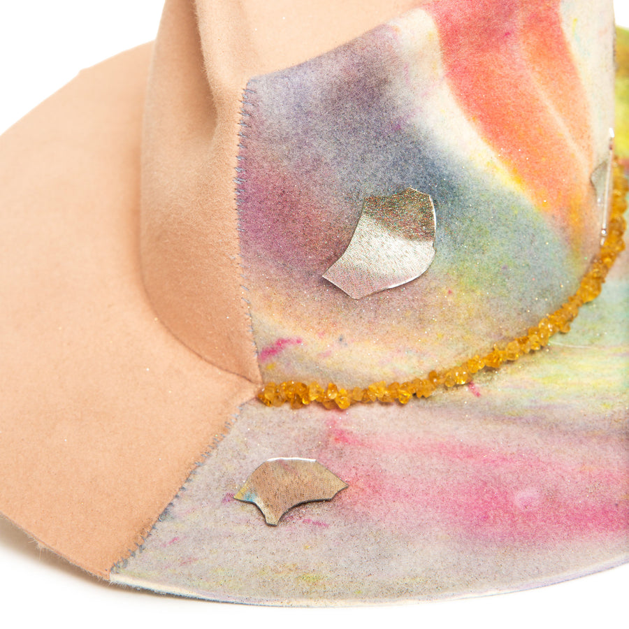 Luxury One Of A Kind Handmade Tie Dye  Fedora made with rabbit felt by Hatmaker Alberto Hernandez of Meshika Hats