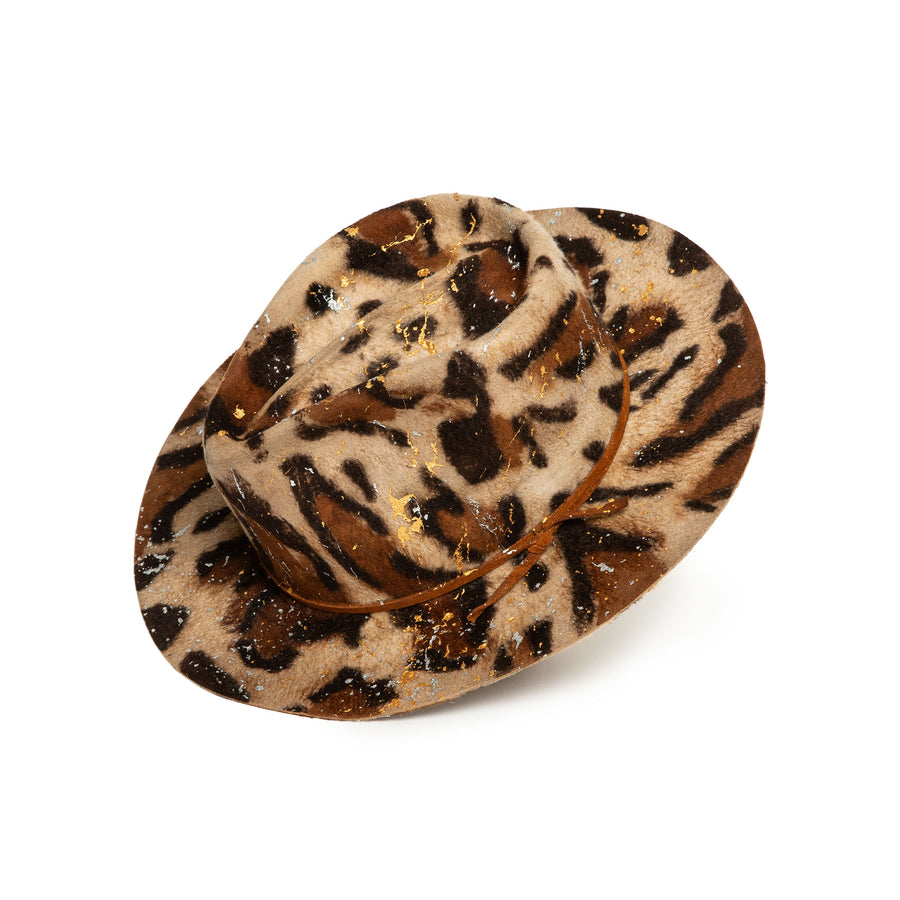 Custom Handmade Leopard Print Fedora by Hatmaker Alberto Hernandez of Meshika Hats
