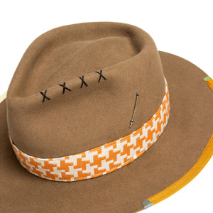 Custom Fedora by Hatmaker Alberto Hernandez of Meshika Hats Located in Los Angeles California