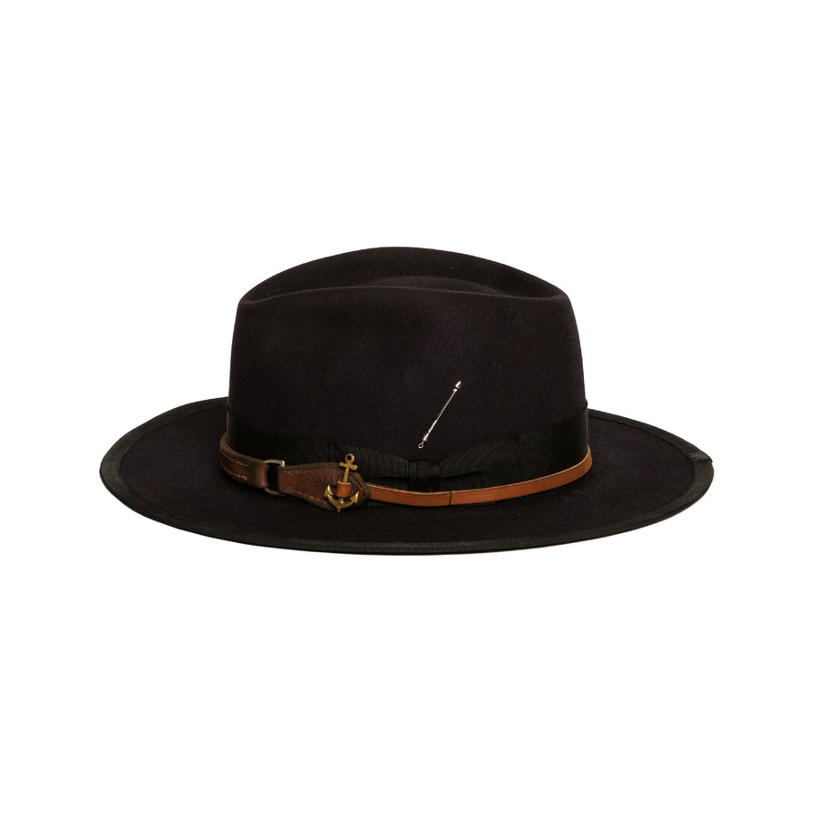 Custom Black Fedora by Hatmaker Alberto Hernandez of Meshika Hats Made in Los Angeles California