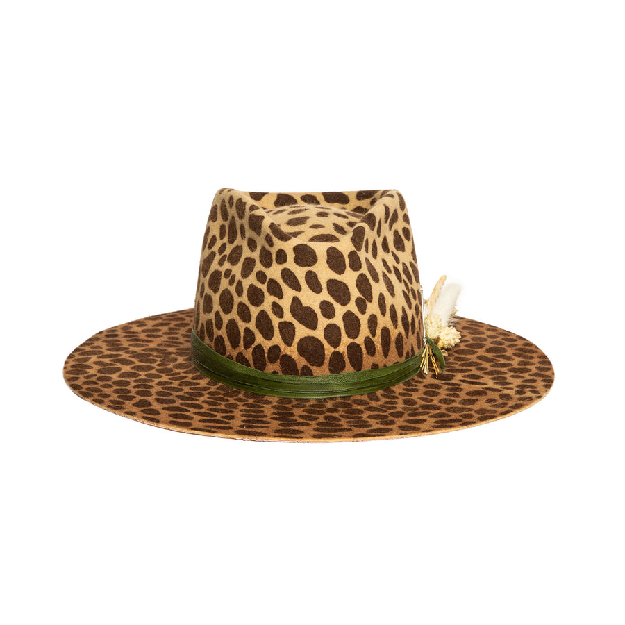 Leopard Fedora in luxury rabbit felt by Hatmaker Alberto Hernandez of Meshika Hats