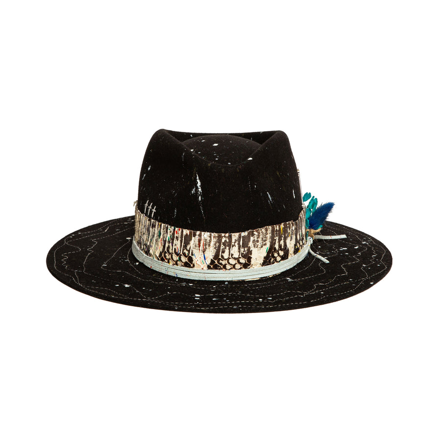 Black Fedora in luxury rabbit felt by Hatmaker Alberto Hernandez of Meshika Hats