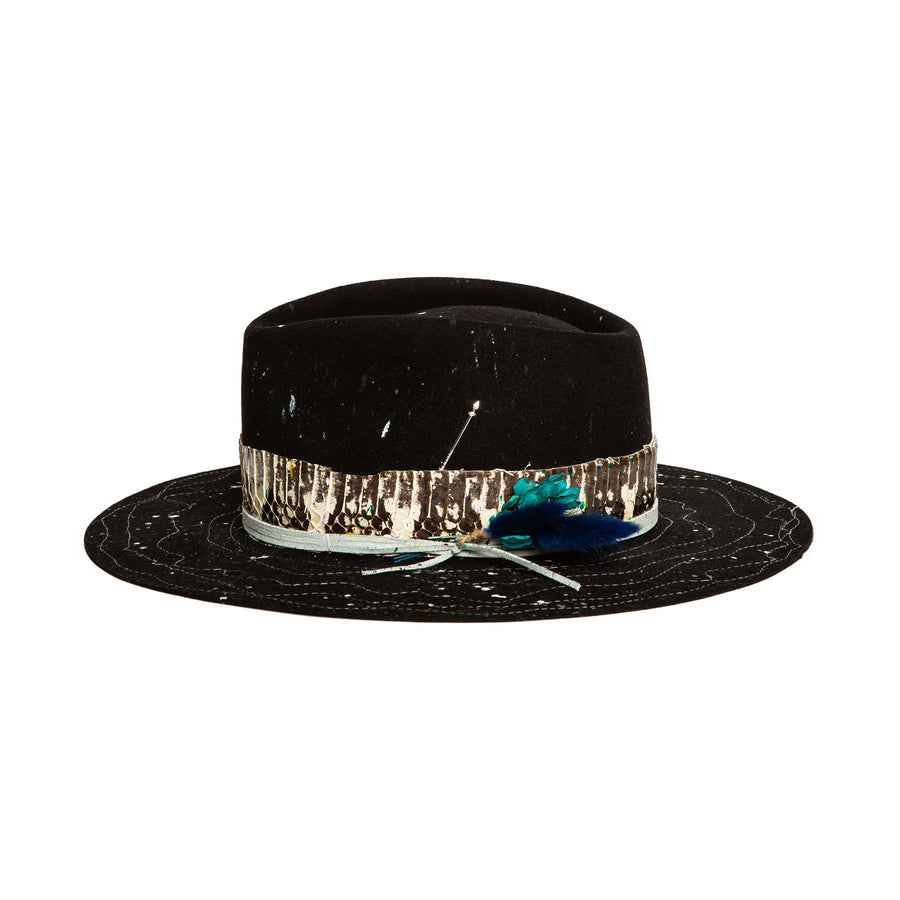 MILKY WAY Luxury Handmade Black Fedora Custom Hat by Alberto