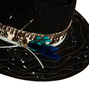 Custom Handmade Black Fedora by Hatmaker Alberto Hernandez of Meshika Hats