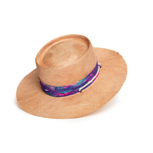 Custom Handmade Pink Straw Fedora by Hatmaker Alberto Hernandez of Meshika Hats