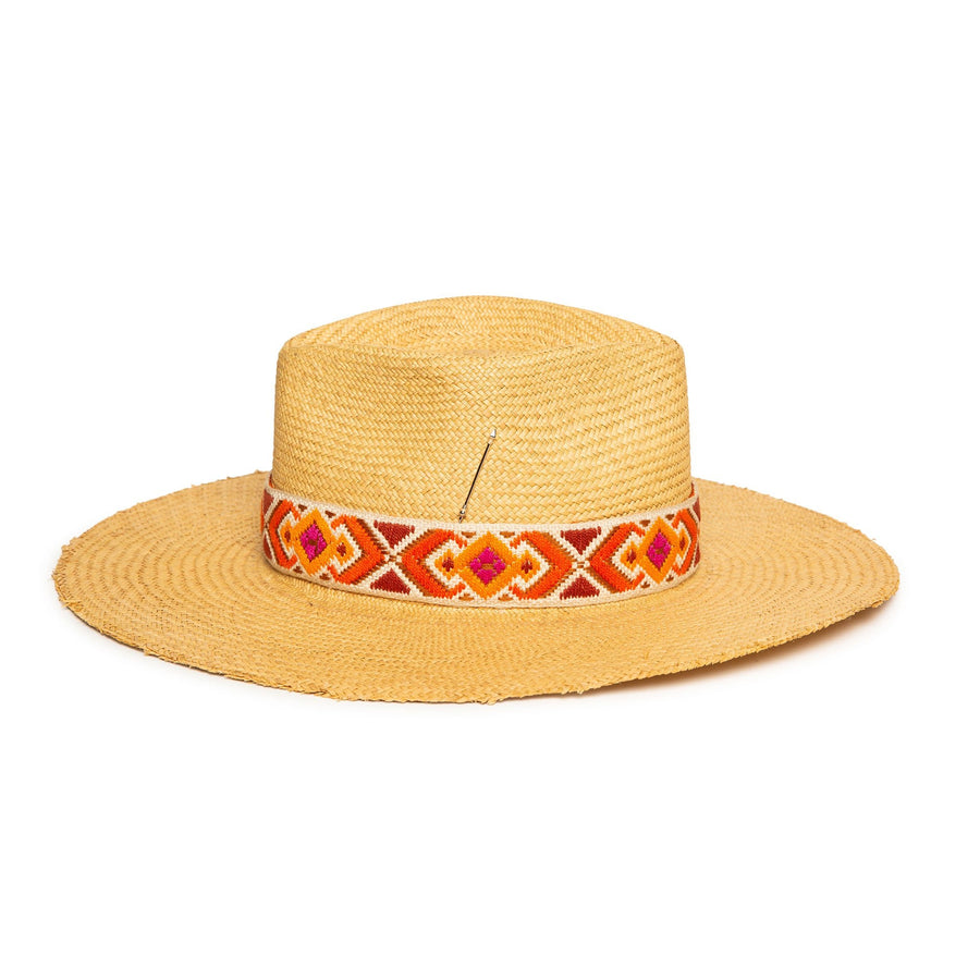 Custom Natural Straw Fedora by Hatmaker Alberto Hernandez of Meshika Hats Made in Los Angeles California
