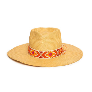 Luxury Custom natural Straw Fedora by Hatmaker Alberto Hernandez of Meshika Hats Located in Los Angeles California