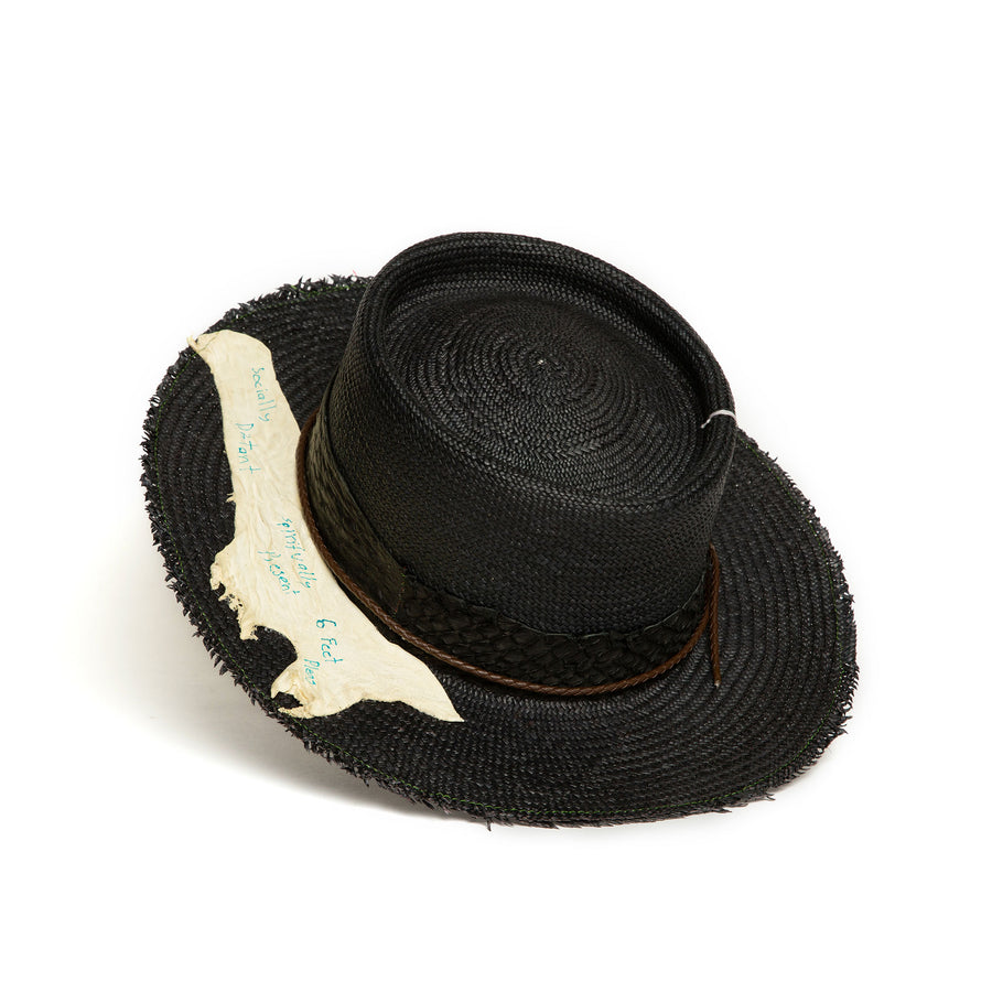 Luxury Handmade Black Fedora made with straw by Celebrity Hatmaker Alberto Hernandez of Meshika Hats