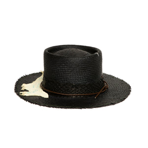 Custom Black Fedora in luxury straw by Hatmaker Alberto Hernandez of Meshika Hats