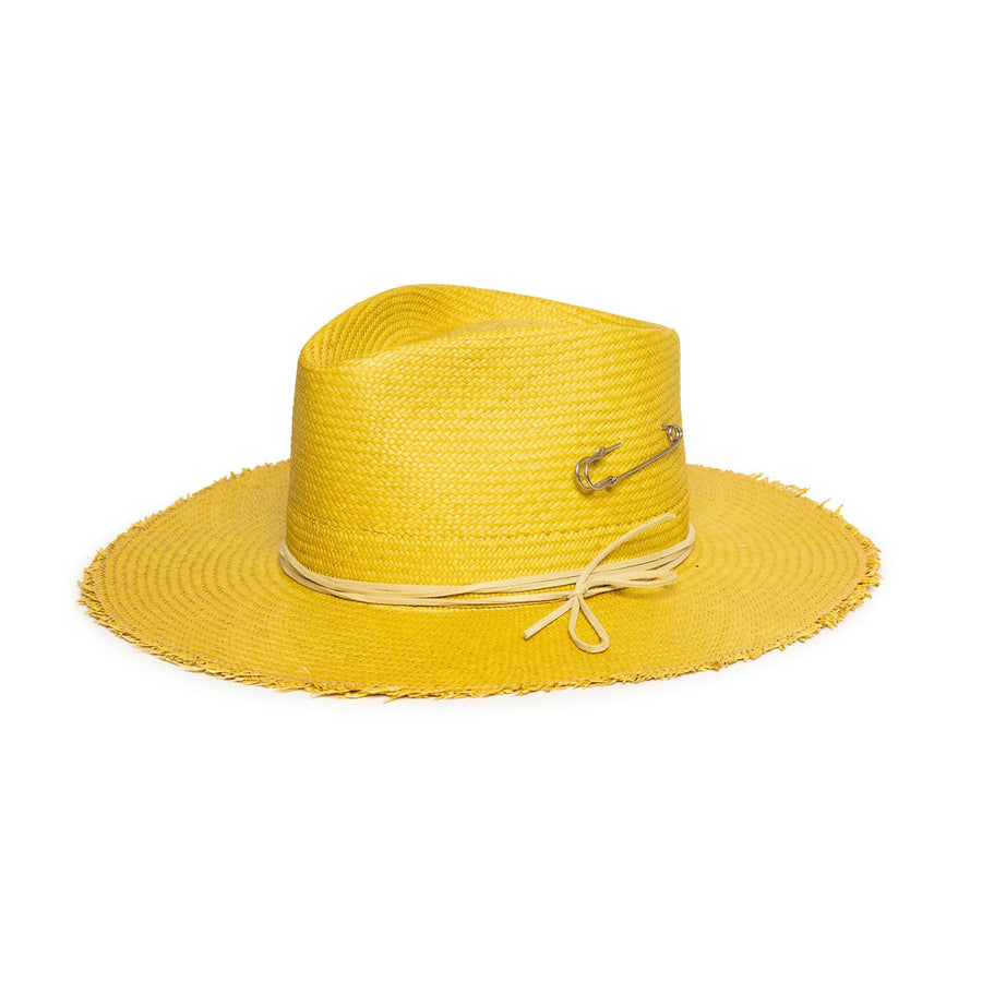 Yellow Fedora in luxury Straw by Hatmaker Alberto Hernandez of Meshika Hats