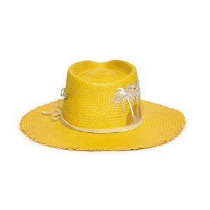 Luxury Custom Yellow Fedora by Hatmaker Alberto Hernandez of Meshika Hats Located in Los Angeles California