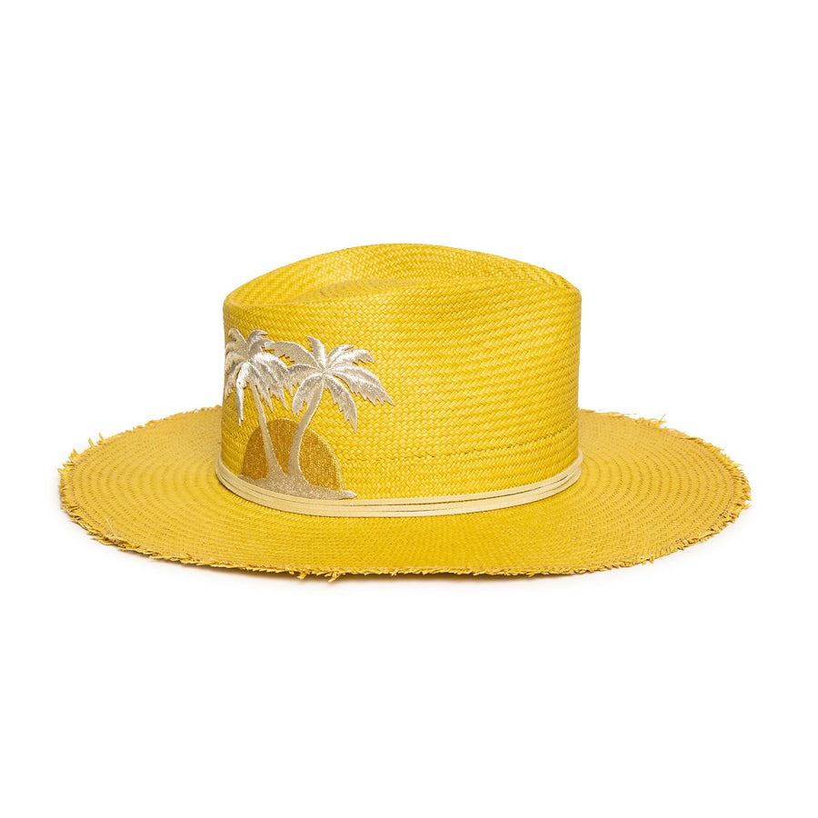 Custom Yellow Fedora in luxury Straw by Celebrity Hatmaker Alberto Hernandez of Meshika Hats