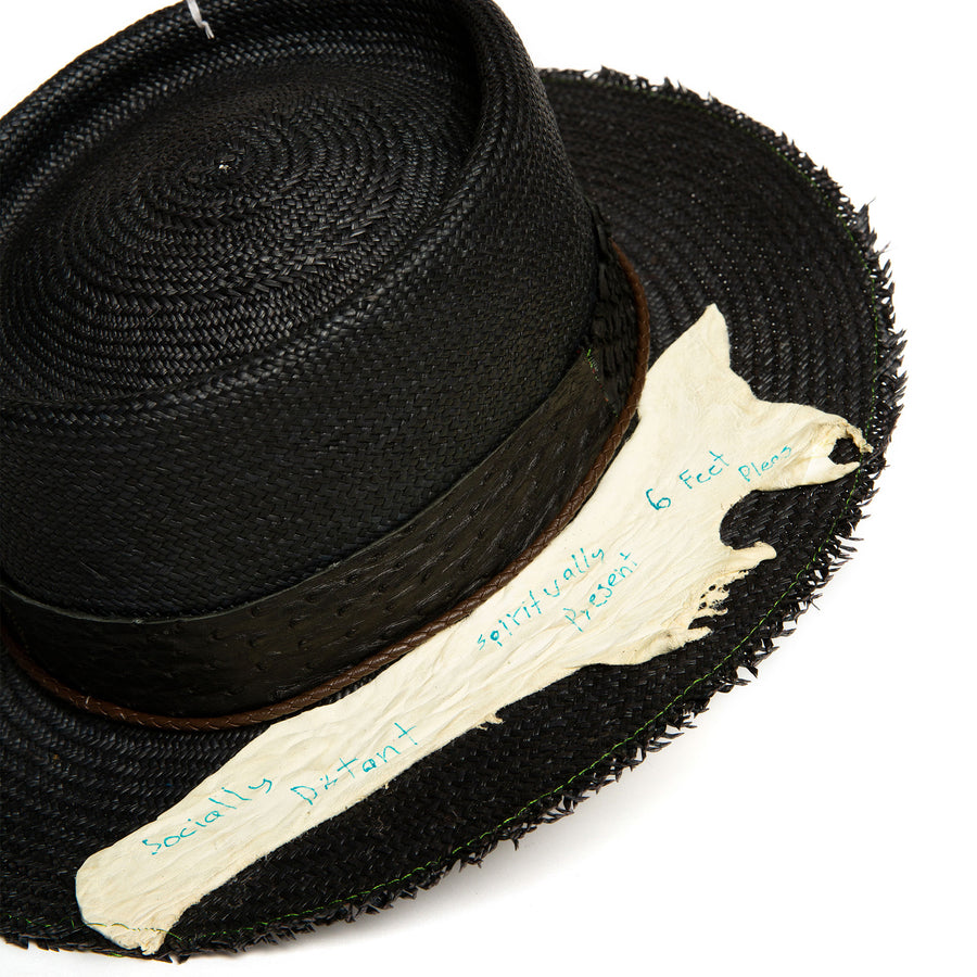 Black Fedora in luxury straw by Celebrity Hatmaker Alberto Hernandez of Meshika Hats