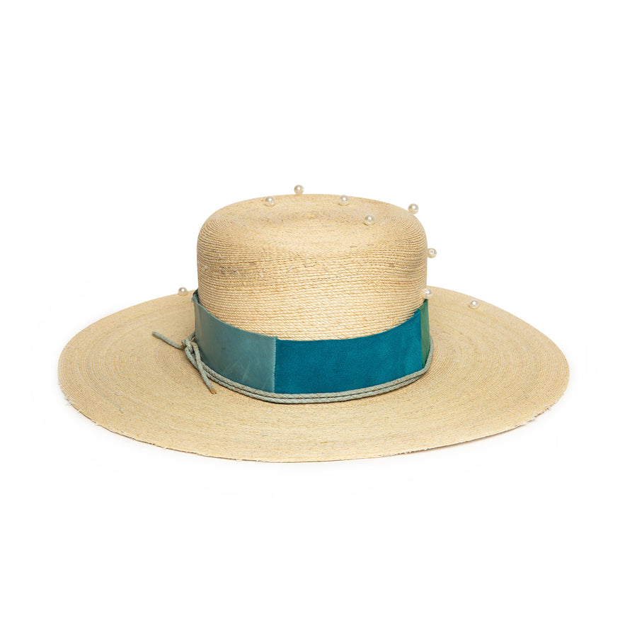 Luxury Custom Natural Straw Fedora by Hatmaker Alberto Hernandez of Meshika Hats Located in Los Angeles California