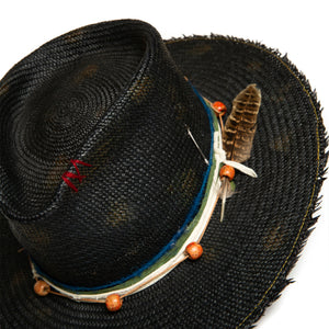 Luxury Handmade  Black Fedora made straw by Hatmaker Alberto Hernandez of Meshika Hats
