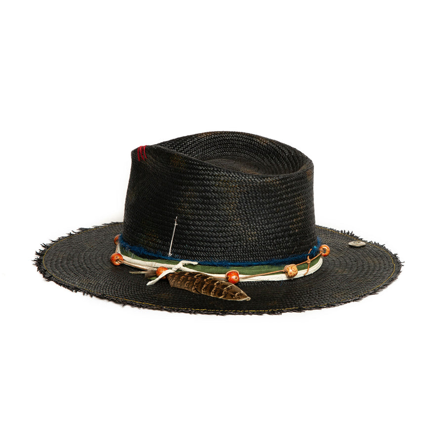 Custom Black Fedora in luxury Straw by Celebrity Hatmaker Alberto Hernandez of Meshika Hats