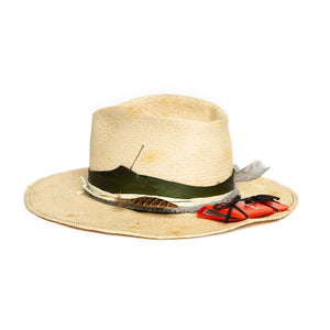 Custom Straw Fedora by Hatmaker Alberto Hernandez of Meshika Hats Made in Los Angeles California