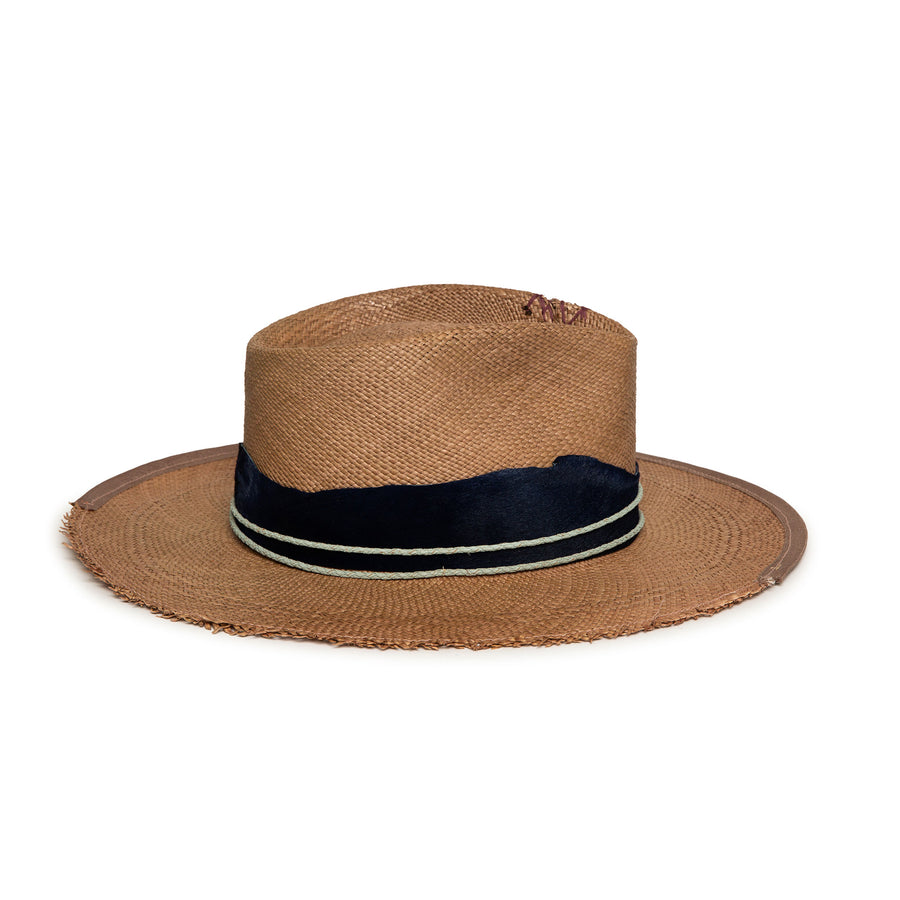 Custom Summer Straw Fedora by Hatmaker Alberto Hernandez of Meshika Hats Made in Los Angeles California