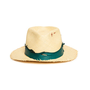 Luxury Handmade Natural Fedora made with straw by Hatmaker Alberto Hernandez of Meshika Hats