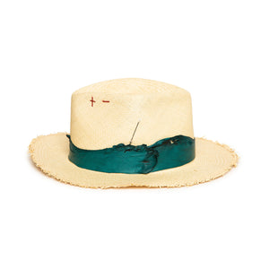 Custom Natural Straw Fedora by Hatmaker Alberto Hernandez of Meshika Hats Made in Los Angeles California